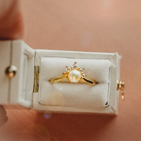 Gold Vermeil Genuine Freshwater Golden Open Ring - Picture 1 of 7